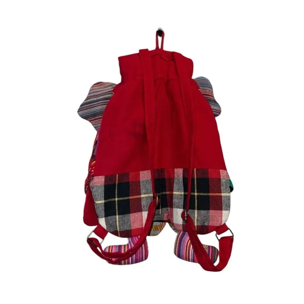 Kids Elephant Backpack Patchwork Boho Drawstring Bag Colorful Novelty Toddler